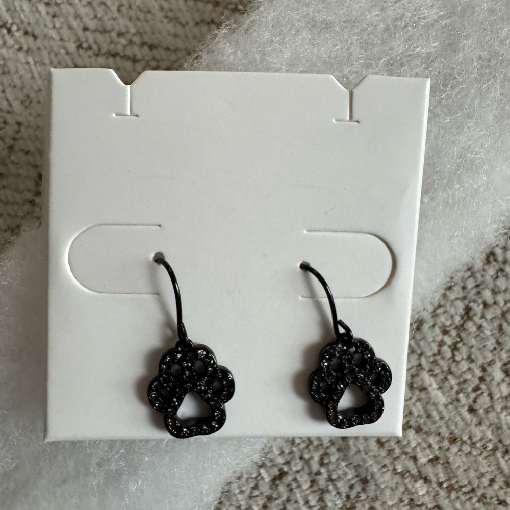Origami Owl Black Paw Print Earrings